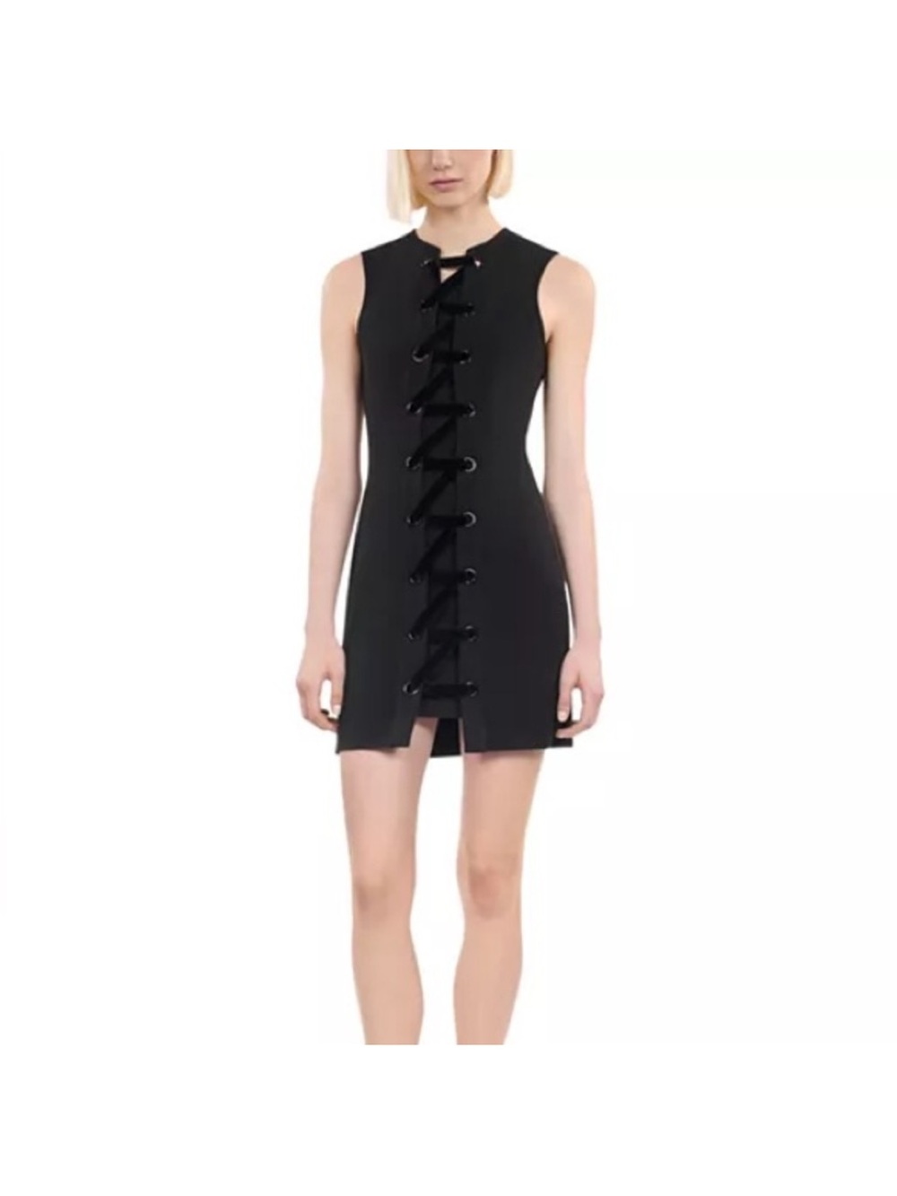 The Kooples Black Lace-Up Mini Dress